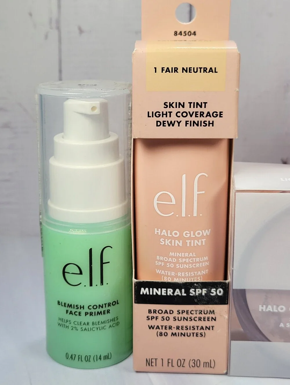 Elf Primer, Skin Tint Foundation,Setting Powder, Blush & Highlighter Bundle NEW